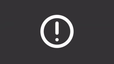 Animasyon beyaz çizgi ui simgesi. Dairesel ünlem işareti. Şeffaf arkaplanda alfa kanalı olan kusursuz 4k döngüsü videosu. Gece modu için izole edilmiş kullanıcı arayüzü hareketli grafik tasarımı