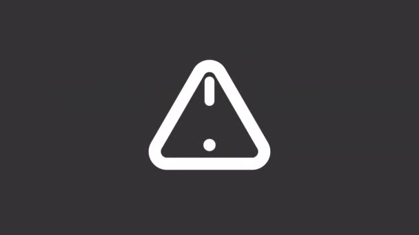Animated Caution White Line Icon Triangle Shaped Sign Seamless Loop — Stock Video