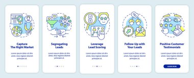 Mobil uygulama ekranında kurşun dönüşümü pratiği. İş gezintisi, doğrusal kavramlarla düzenlenebilir grafik talimatları. UI, UX, GUI şablonu. Kullanılan sayısız Pro-Kalın, Düzenli yazı tipleri