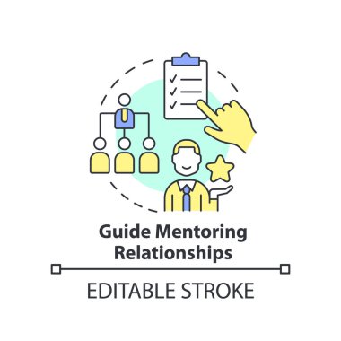 Rehber danışmanlık ilişkileri konsepti. Başarılı bir koçluk bakış açısı soyut fikir ince çizgi çizimi. İletişim. İzole bir taslak çizim. Düzenlenebilir felç. Arial, Myriad Pro-Kalın yazı tipleri