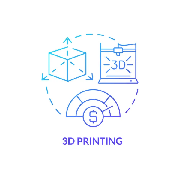 Impressão Tridimensional Ícone Conceito Gradiente Azul Impressora Inovadora Futura Tendência —  Vetores de Stock