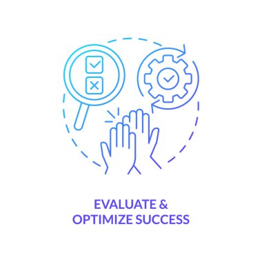 Başarı mavi gradyan konsept simgesini değerlendir ve optimize et. Sonuçları analiz et. Önde gelen terbiye kampanyası soyut fikir ince çizgi çizimi. İzole bir taslak çizim. Kullanılan sayısız Pro-Kalın yazı tipi