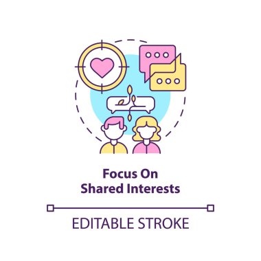 Focus on shared interests concept icon. Build connection with like-minded people abstract idea thin line illustration. Isolated outline drawing. Editable stroke. Arial, Myriad Pro-Bold fonts used clipart