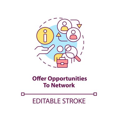 Konsept simgesi ağı kurmak için fırsatlar teklif et. Ağ kârı. Bilgi paylaşımı soyut fikir ince çizgi çizimi. İzole bir taslak çizim. Düzenlenebilir felç. Arial, Myriad Pro-Kalın yazı tipleri