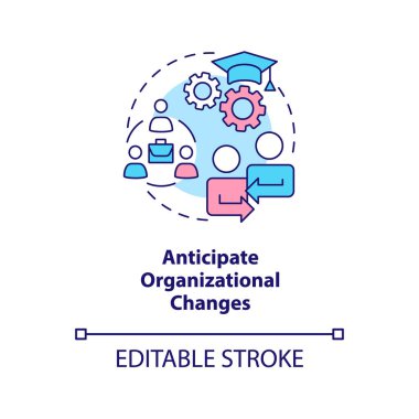 Organizasyon değişikliklerinin konsept simgesini tahmin et. İş stratejisi öngörüsü soyut fikir ince çizgi çizimi. İzole bir taslak çizim. Düzenlenebilir felç. Arial, Myriad Pro-Kalın yazı tipleri