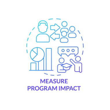 Ölçüm programı mavi gradyan konsept simgesini etkiler. Başarılı akıl hocalığı süreci soyut fikir ince çizgi çizimi. İz sürülüyor. İzole bir taslak çizim. Kullanılan sayısız Pro-Kalın yazı tipi