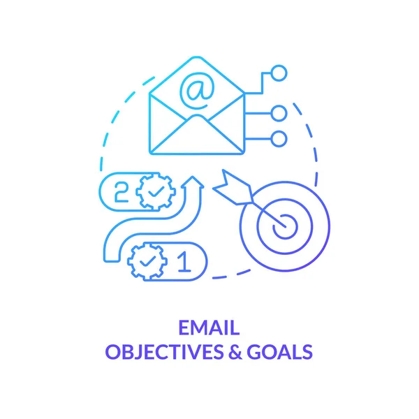 Email Objectifs Buts Icône Concept Dégradé Bleu Marketing Ligne Mener — Image vectorielle