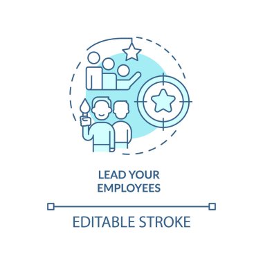 Çalışanlarının mavi konsept ikonuna akıl hocalığı yapıyorsun. Liderlik. İşgücü soyut fikir ince çizgi çizimlerini yönetiyor. İzole bir taslak çizim. Düzenlenebilir felç. Arial, Myriad Pro-Kalın yazı tipleri kullan