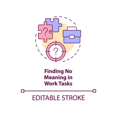 İş görevlerinde anlam bulamamak konsept simgesidir. Yıkılmış çalışanlar. Anlamsız soyut fikir ince çizgi çizimi. İzole bir taslak çizim. Düzenlenebilir felç. Arial, Myriad Pro-Kalın yazı tipleri kullan
