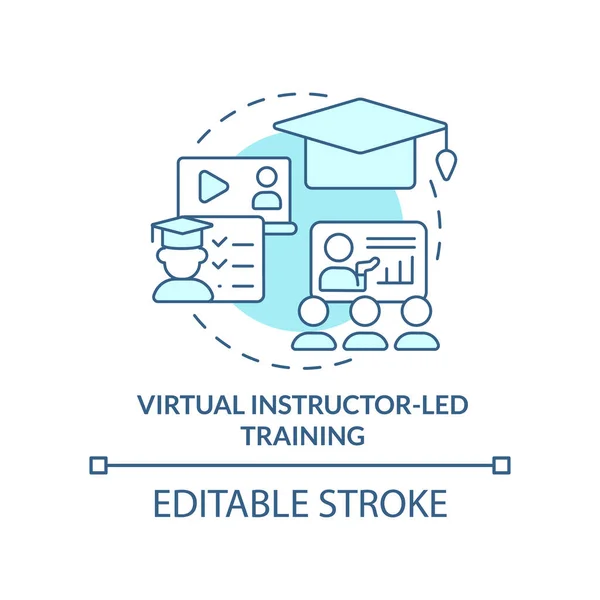 Virtuele Instructeur Geleid Training Turquoise Concept Icoon Corporate Coaching Programma — Stockvector