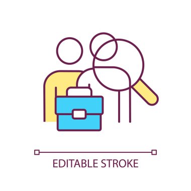 Girişimcilik RGB renk simgesi destekleniyor. Profesyonel tavsiye. Akıl hocalığı. Küçük işletmelere yardım et. İzole vektör çizimi. Basit bir çizgi çizimi. Düzenlenebilir felç. Kullanılan Arial yazı tipi