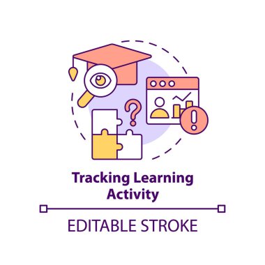 Öğrenme etkinliği konsepti simgesi takip ediliyor. Kurumsal eğitim konusu soyut fikir ince çizgi çizimi. Başarıyı değerlendir. İzole bir taslak çizim. Düzenlenebilir felç. Arial, Myriad Pro-Kalın yazı tipleri