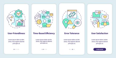 Mobil uygulama ekranında kullanılabilirlik testi için temel ölçüler. Doğrusal kavramlarla düzenlenebilir grafik yönergelerini dört adımda gözden geçir. UI, UX, GUI şablonu. Kullanılan sayısız Pro-Kalın, Düzenli yazı tipleri