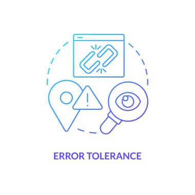 Hata toleransı mavi eğim konsepti simgesi. Sorun bulmak. Hesap hatası. Kullanıcı dostu web sitesi soyut fikir ince çizgi çizimi. İzole bir taslak çizim. Kullanılan sayısız Pro-Kalın yazı tipi
