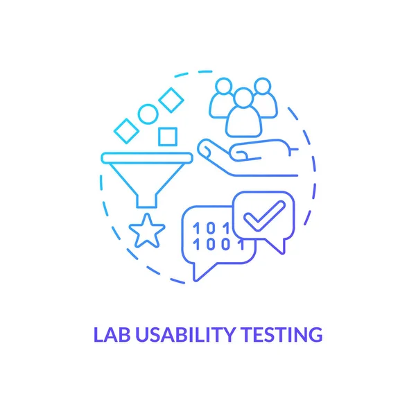 Prueba Usabilidad Laboratorio Icono Concepto Gradiente Azul Experiencia Usuario Profesional — Vector de stock