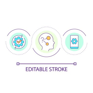 Ürün, beklenti döngüsü konseptini karşılar. Ürün sonuçlarını doğrula. Kullanılabilirlik testi soyut fikir ince çizgi çizimi. İzole bir taslak çizim. Düzenlenebilir felç. Arial yazı tipi kullanımı