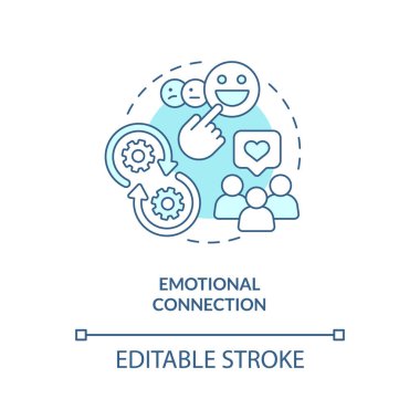 Duygusal bağlantı turkuaz konsept simgesi. Uzun ömürlü, soyut, ince çizgi çizimi geliştirmenin bir yolu. İzole bir taslak çizim. Düzenlenebilir felç. Arial, Myriad Pro-Kalın yazı tipleri