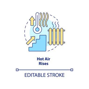 Sıcak hava kavram simgesini yükseltir. Ev iklimi etkisi. Kış sıcaklığı tavsiyesi soyut fikir ince çizgi çizimi. İzole bir taslak çizim. Düzenlenebilir felç. Arial, Myriad Pro-Kalın yazı tipleri