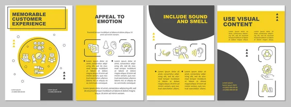 Experiência Marca Com Marketing Sensorial Modelo Brochura Amarela Desenho Folheto —  Vetores de Stock