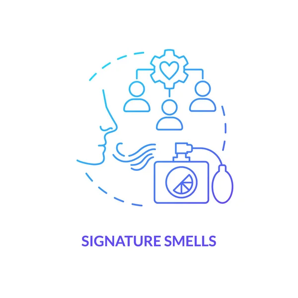 Assinatura Cheira Ícone Conceito Gradiente Azul Tipo Marketing Perfume Ambiente — Vetor de Stock