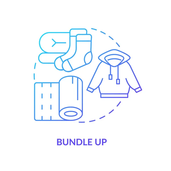 Bundel Blauwe Gradiënt Concept Icoon Kleed Winterkleding Aan Koud Weer — Stockvector
