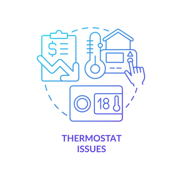 Termostat Vydává Koncept Modrého Gradientu Chyby Systému Vytápění Vysoké Účty — Stockový vektor