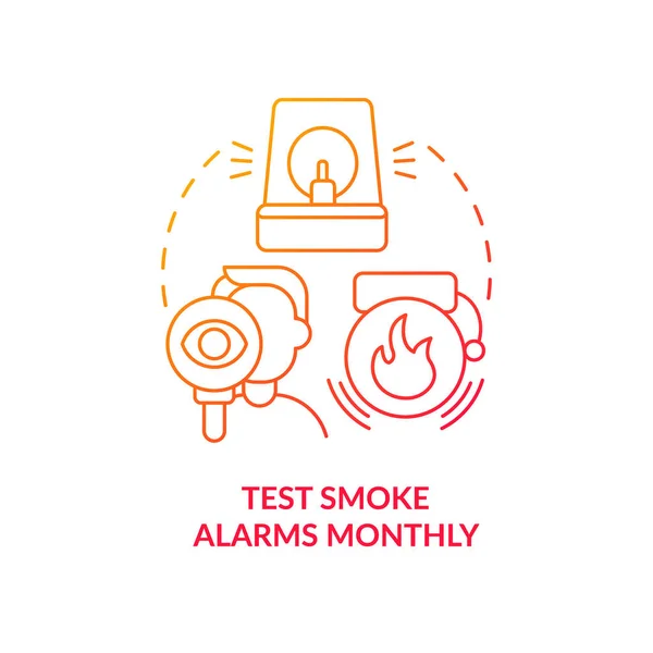 Test Rauchmelder Monatlichen Roten Gradienten Konzept Symbol Defekte Heizungsanlage Gasmelder — Stockvektor