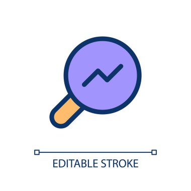 Analitik araç piksel mükemmel RGB renk ui simgesi. Çevrimiçi veri araştırması. Basit doldurulmuş çizgi ögesi. Mobil uygulama için UX tasarımı. Vektör izole görüntü grafiği. Düzenlenebilir felç. Kullanılan Poppins yazı tipi