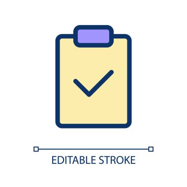 Tamamlanmış görev pikseli mükemmel RGB renk ui simgesi. Ana hedefe ulaş. Basit doldurulmuş çizgi ögesi. Mobil uygulama için UX tasarımı. Vektör izole görüntü grafiği. Düzenlenebilir felç. Kullanılan Poppins yazı tipi