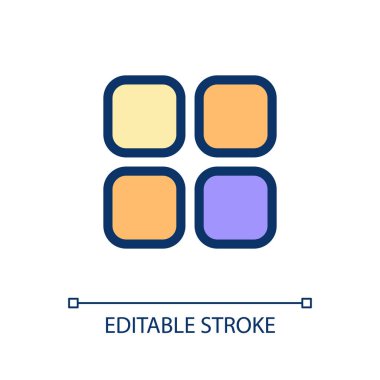 Mobil uygulama menü pikseli mükemmel RGB renk ui simgesi. Telefon ekranı elementi. Basit doldurulmuş çizgi ögesi. Mobil uygulama için UX tasarımı. Vektör izole görüntü grafiği. Düzenlenebilir felç. Kullanılan Poppins yazı tipi