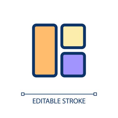 İçerik düzenleme pikseli mükemmel RGB renk ui simgesi. Web sayfası yapısı. Basit doldurulmuş çizgi ögesi. Mobil uygulama için UX tasarımı. Vektör izole görüntü grafiği. Düzenlenebilir felç. Kullanılan Poppins yazı tipi