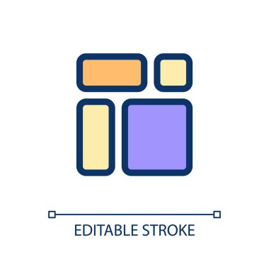 İçerik pikseli engeller. Mükemmel RGB renk ui simgesi. Web sayfası ögeleri düzenleme. Basit doldurulmuş çizgi ögesi. Mobil uygulama için UX tasarımı. Vektör izole görüntü grafiği. Düzenlenebilir felç. Kullanılan Poppins yazı tipi