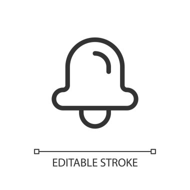 Çan pikseli mükemmel doğrusal ui simgesi. Uygulamadan bildiri. Bilgilendirici mesaj. GUI, UX tasarımı. Uygulama ve web için izole edilmiş kullanıcı arayüzü ögesi. Düzenlenebilir felç. Kullanılan Poppins yazı tipi