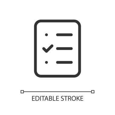 İnceleme pikseli mükemmel doğrusal ui simgesi. Cevap ver. Tecrübe paylaşımı. Müşteriler için anket. GUI, UX tasarımı. Uygulama ve web için izole edilmiş kullanıcı arayüzü ögesi. Düzenlenebilir felç. Kullanılan Poppins yazı tipi