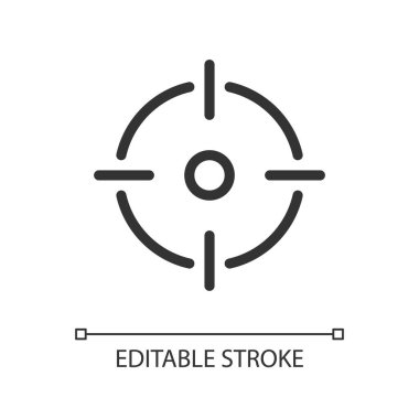 Mükemmel doğrusal ui simgesini hedefle. İş hedefine odaklan. Şirket hedeflerine ulaşıyor. GUI, UX tasarımı. Uygulama ve web için izole edilmiş kullanıcı arayüzü ögesi. Düzenlenebilir felç. Kullanılan Poppins yazı tipi