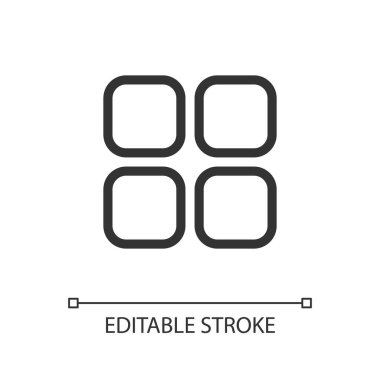 Mobil uygulama menüsü pikseli mükemmel doğrusal ui simgesi. Telefon ekranının etkileşimli elemanı. GUI, UX tasarımı. Uygulama ve web için izole edilmiş kullanıcı arayüzü ögesi. Düzenlenebilir felç. Kullanılan Poppins yazı tipi