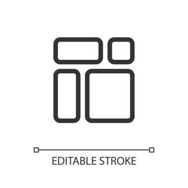 İçerik pikseli engeller mükemmel doğrusal ui simgesi. Web sayfası ögeleri düzenleme. Web tasarımı. GUI, UX tasarımı. Uygulama ve web için izole edilmiş kullanıcı arayüzü ögesi. Düzenlenebilir felç. Kullanılan Poppins yazı tipi