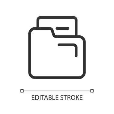 Dizin pikselindeki belge mükemmel doğrusal ui simgesi. Evrak işlerini sayısallaştırma. İş aleti. GUI, UX tasarımı. Uygulama ve web için izole edilmiş kullanıcı arayüzü ögesi. Düzenlenebilir felç. Kullanılan Poppins yazı tipi