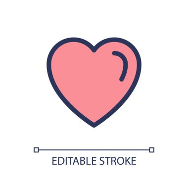 Kalp pikseli mükemmel RGB renk ui simgesi. Hassas duygular. Sağlık ve sağlık hizmetleri. Basit doldurulmuş çizgi ögesi. Mobil uygulama için UX tasarımı. Vektör izole görüntü grafiği. Düzenlenebilir felç. Kullanılan Arial yazı tipi