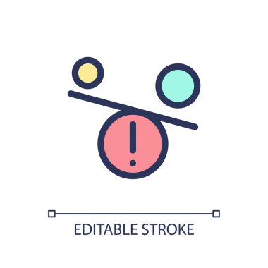 Dengesizlik pikseli mükemmel RGB renk ui simgesi. Karşıt cisimler. Ayrımcılık. Basit doldurulmuş çizgi ögesi. Mobil uygulama için UX tasarımı. Vektör izole görüntü grafiği. Düzenlenebilir felç. Kullanılan Arial yazı tipi