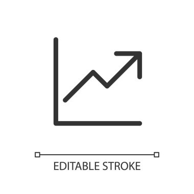 Büyüme pikseli mükemmel doğrusal ui simgesi. İş analizleri. Geliştirme ve geliştirme. GUI, UX tasarımı. Uygulama ve web için izole edilmiş kullanıcı arayüzü ögesi. Düzenlenebilir felç. Kullanılan Arial yazı tipi