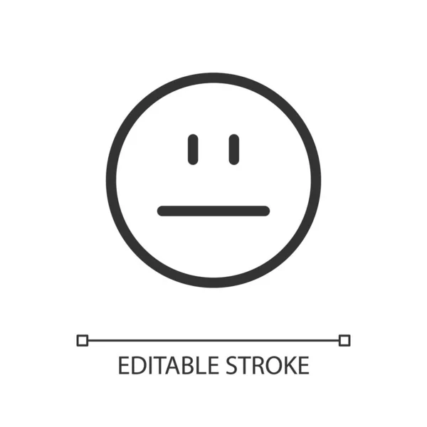 Neutrale Emoji Pixel Perfektes Lineares Symbol Emotionaler Ausdruck Gleichgültige Haltung — Stockvektor