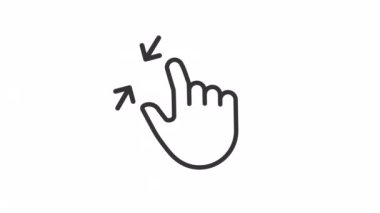 Canlandırılmış yakınlaştır ve çizgisel simgeye dokun. Çoklu dokunmatik teknoloji. Ekranı ayarla. Dokunmatik ekran kontrolü. Şeffaf arkaplanda alfa kanalı olan kusursuz HD video. Taslak hareketli grafik canlandırması