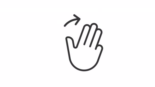 Degetele Animate Glisează Pictograma Liniară Trei Degete Derulează Dreapta Control — Videoclip de stoc