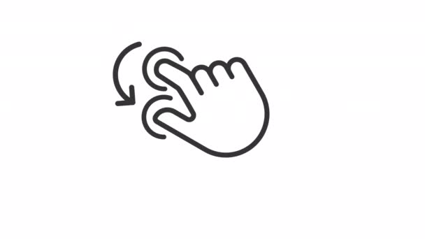 Icono Lineal Retención Giro Animado Doble Rotación Dedos Gesto Control — Vídeo de stock