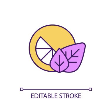 Çevre dostu marka RGB renk simgesi. Çevre dostu şirket. Sürdürülebilir ürün geliştirme. İzole vektör çizimi. Basit bir çizgi çizimi. Düzenlenebilir felç. Kullanılan Arial yazı tipi