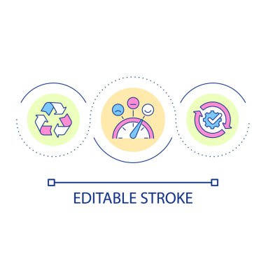 Döngü konsepti simgesini değiştirmeye açık. Çeviklik ve yenilik stratejisi. İş geliştirme fikri soyut ince çizgi çizimi. İzole bir taslak çizim. Düzenlenebilir felç. Kullanılan Arial yazı tipi