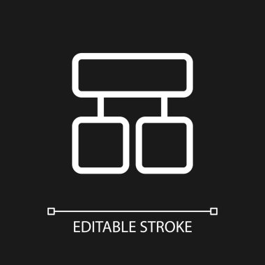 Koyu tema için blok diyagramı pikseli mükemmel beyaz doğrusal ui simgesi. Karar. Proje yönetimi. Vektör çizgisi çizimi. Gece modu için izole edilmiş kullanıcı arayüzü sembolü. Düzenlenebilir felç. Kullanılan Poppins yazı tipi