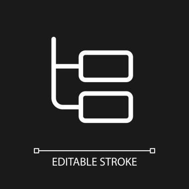 Çevrimiçi sohbet ipliği pikseli koyu tema için mükemmel beyaz doğrusal ui simgesi. Çevrimiçi iletişim. Vektör çizgisi çizimi. Gece modu için izole edilmiş kullanıcı arayüzü sembolü. Düzenlenebilir felç. Kullanılan Poppins yazı tipi