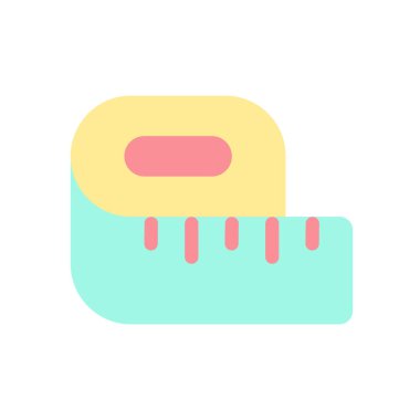 Teyp hattı düz renk ui simgesi. Kilo kaybı. Bel ölçüsü. Terzilik aleti. Sağlıklı bir yaşam tarzı. Mobil uygulama için basit doldurulmuş öge. Renkli, sağlam bir resim. Vektör izole edilmiş RGB illüstrasyonu